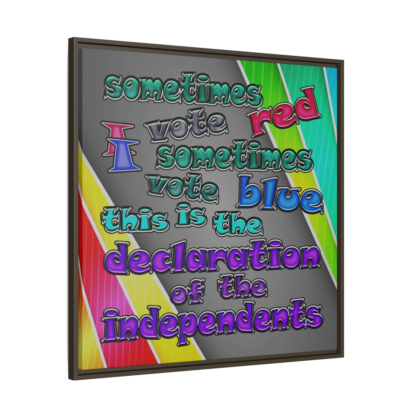 declaration of the independents - framed canvas art (rainbow split)