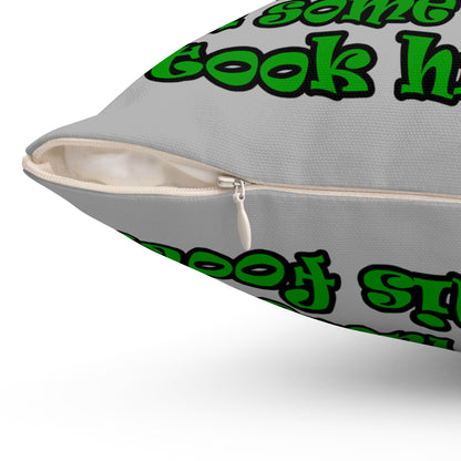 turtle race - Spun Polyester Square Pillow - (light grey)