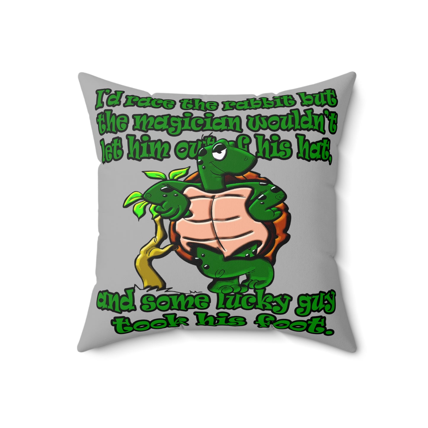 turtle race - Spun Polyester Square Pillow - (light grey)