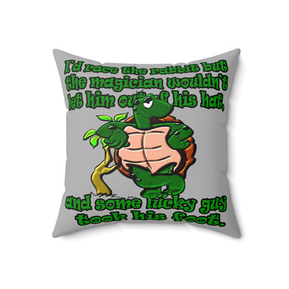 turtle race - Spun Polyester Square Pillow - (light grey)
