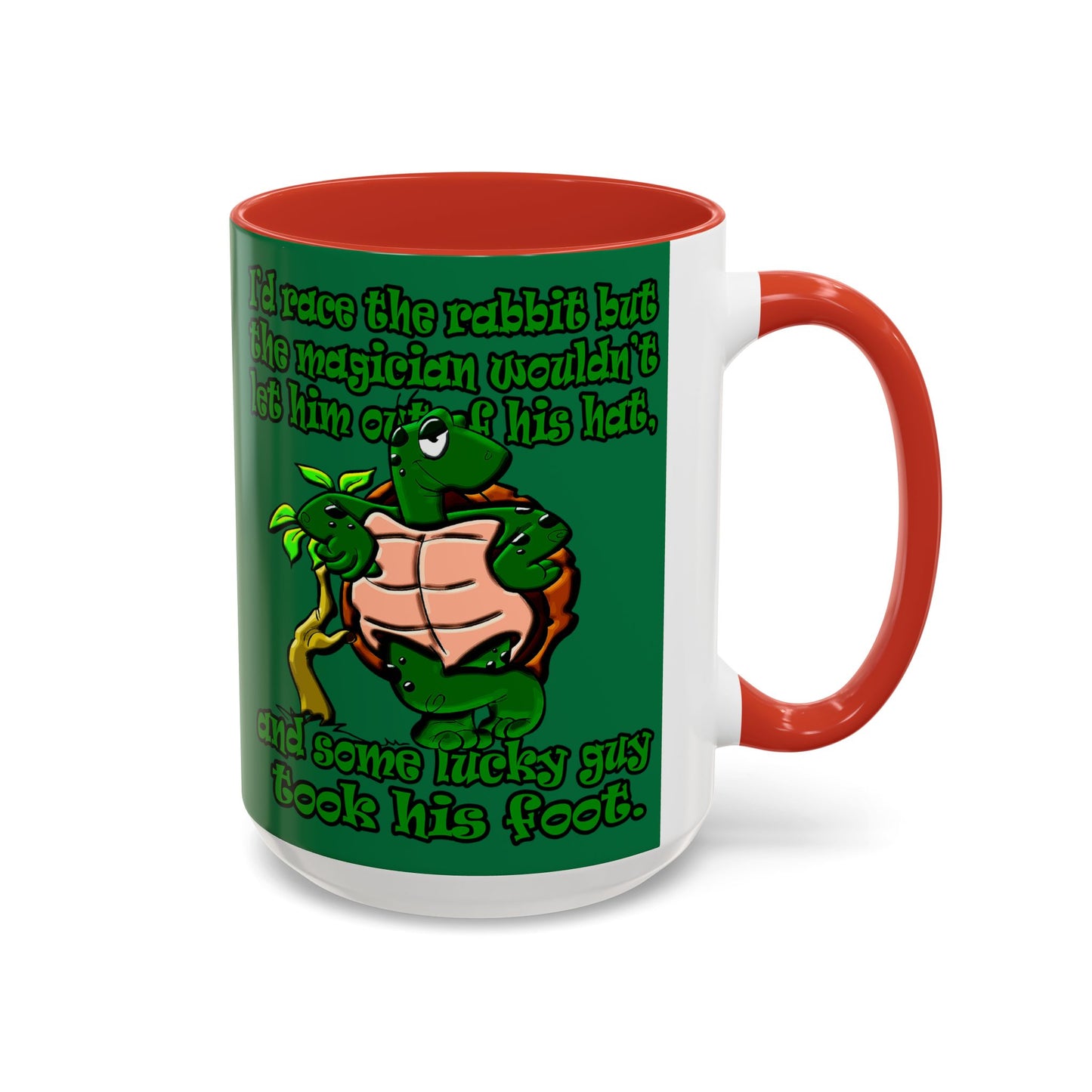 turtle race - Accent Mug (dark green)