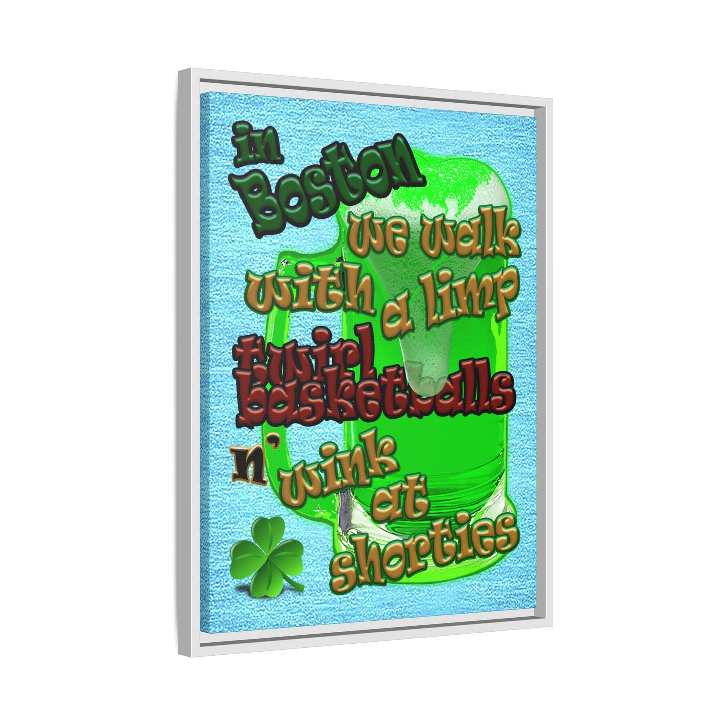 celtics logo - framed canvas art (faded blue)