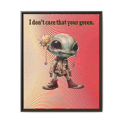 I don't care that your green - framed canvas art (yellow-orange wave)