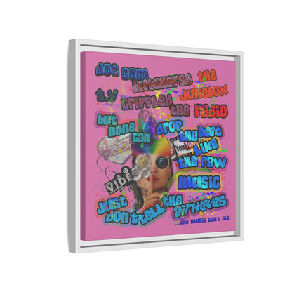 drop the beat - framed canvas art (light pink)