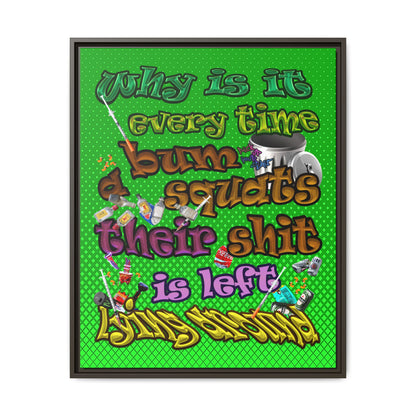 the bum's shit - framed canvas art (logo green)