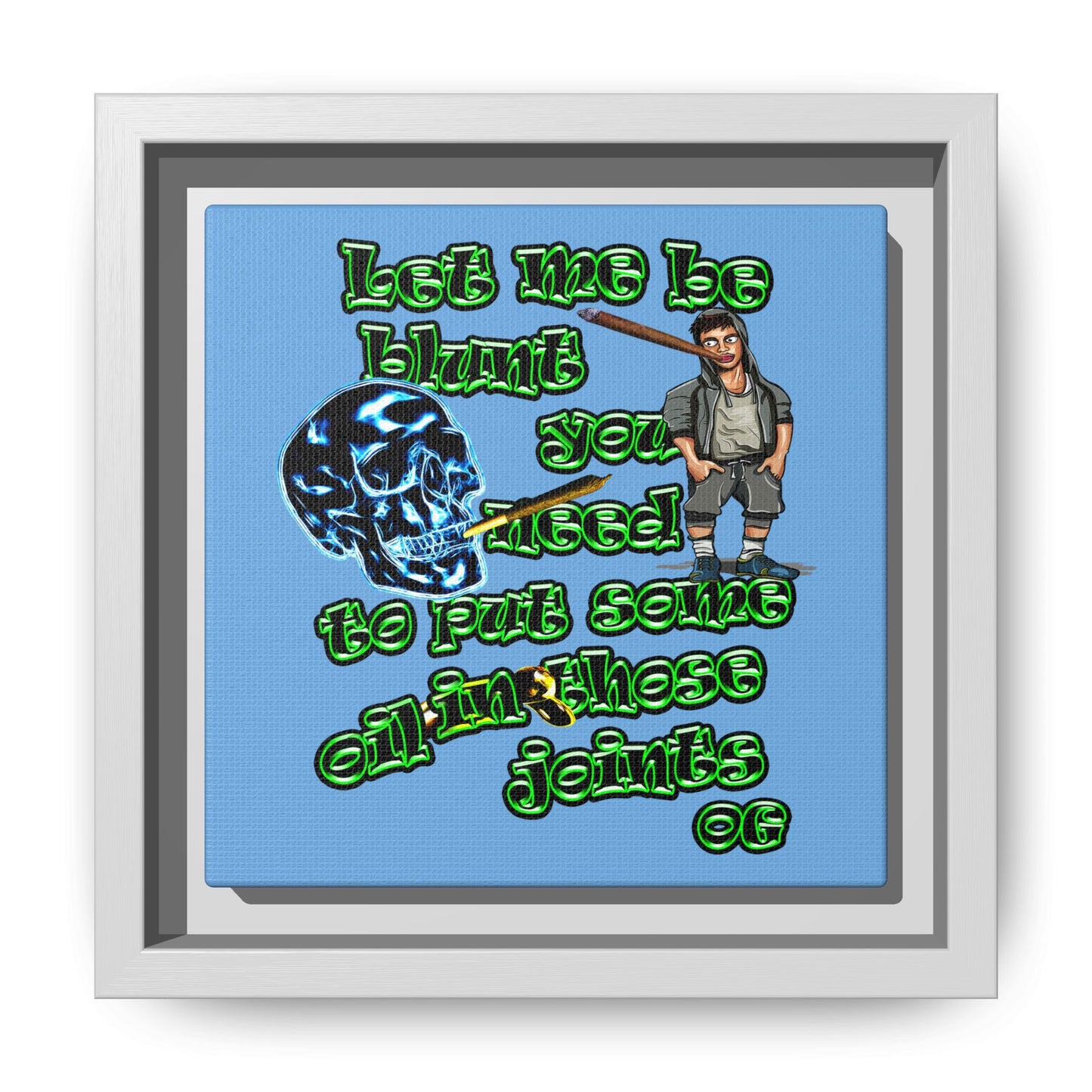 og - framed canvas art (light blue)