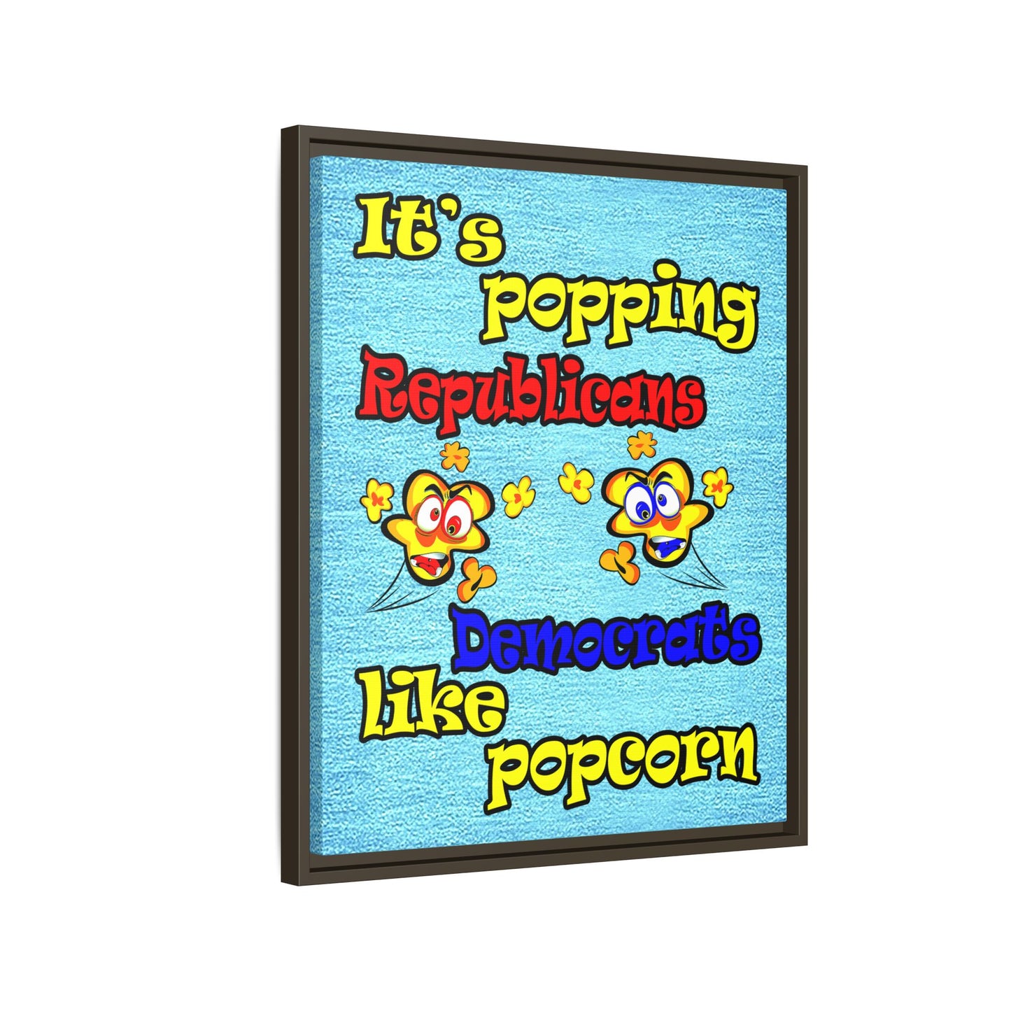 popping like popcorn - framed canvas art (faded dark blue)