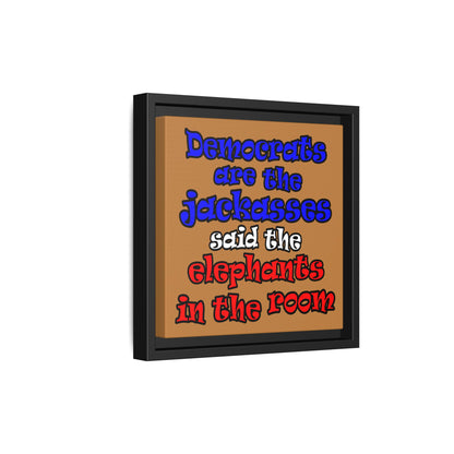 donkeys and elephants - framed canvas art (light brown)