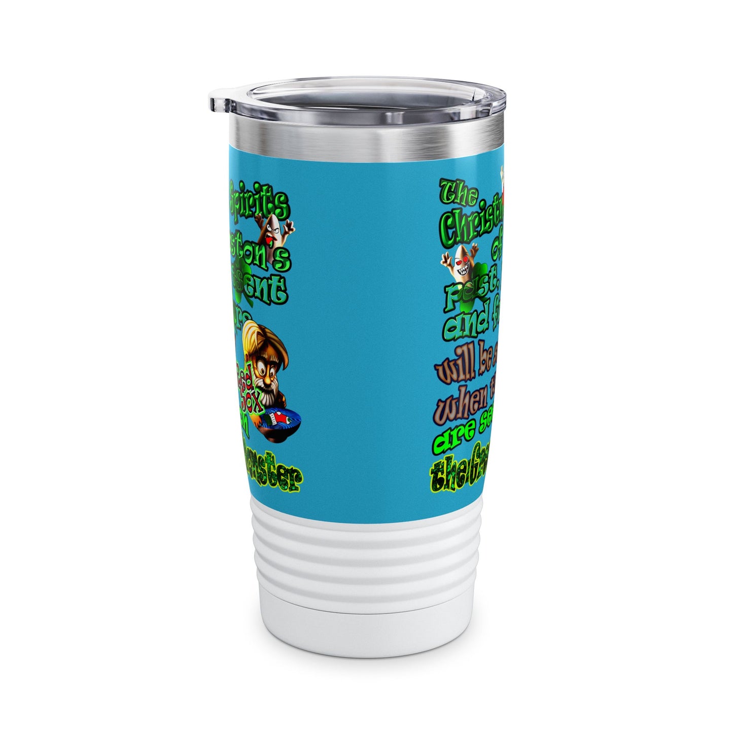 christmas spirits of boston - Ringneck Tumbler, 20oz (turquoise)