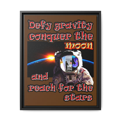 defy conquer reach - framed canvas art (brown)