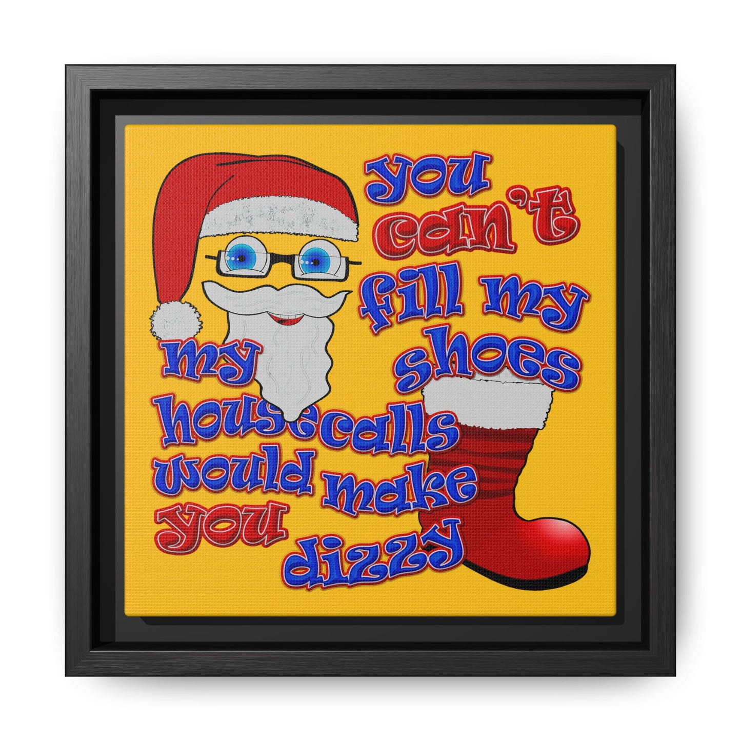 santa's shoes - framed canvas art (yellow)