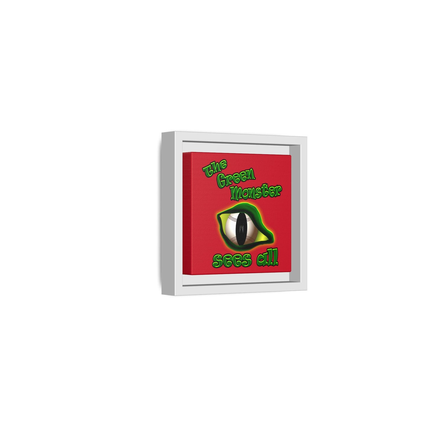 green monster - framed canvas art (dark red)