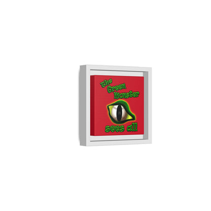 green monster - framed canvas art (dark red)