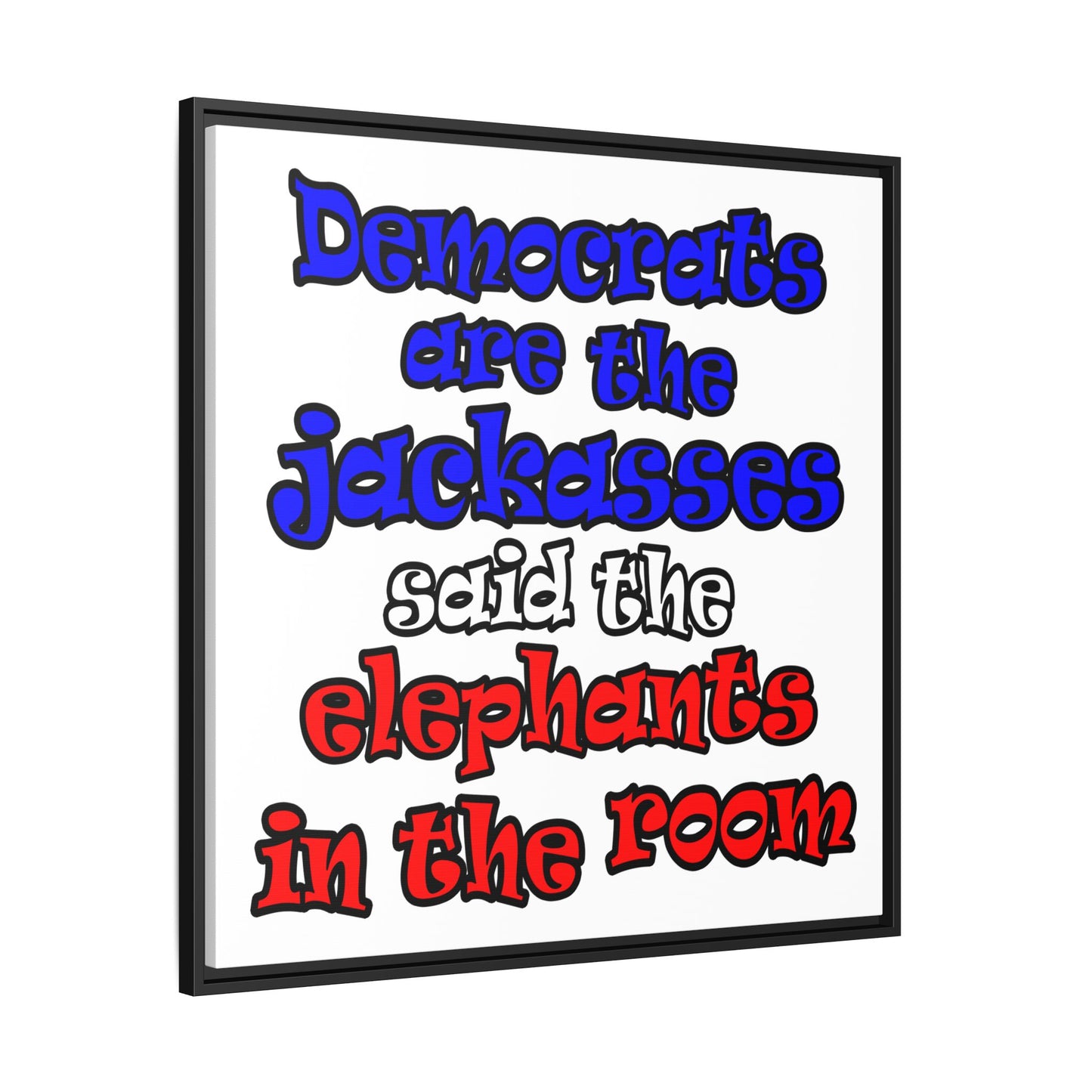 donkeys and elephants - framed canvas art (white)
