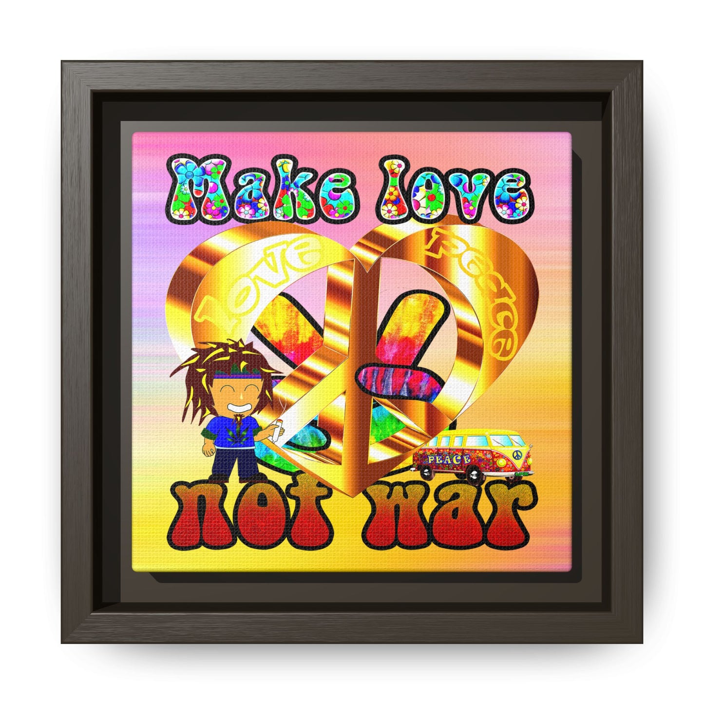 love peace - framed canvas art (color blur)