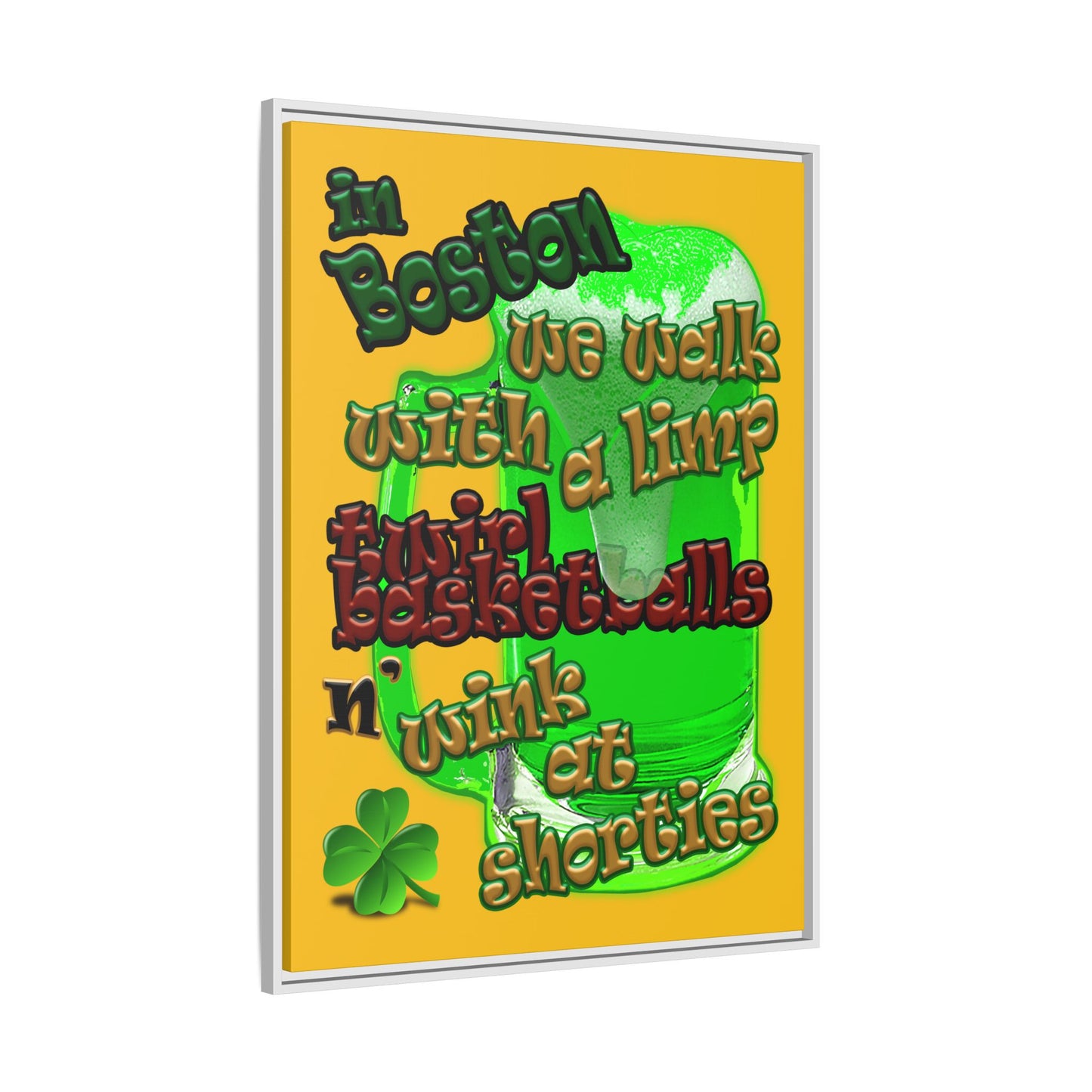 celtics logo - framed canvas art (yellow)