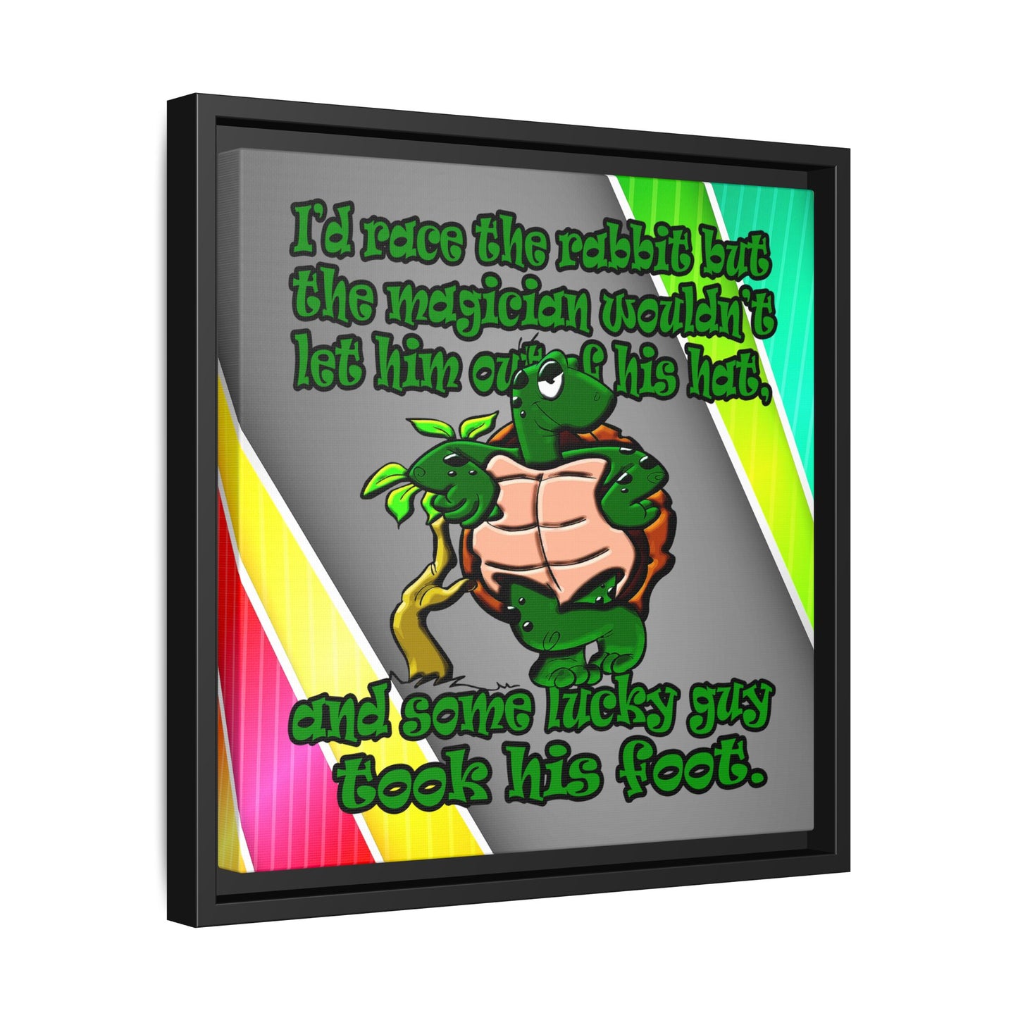 turtle race - framed canvas art (rainbow split)
