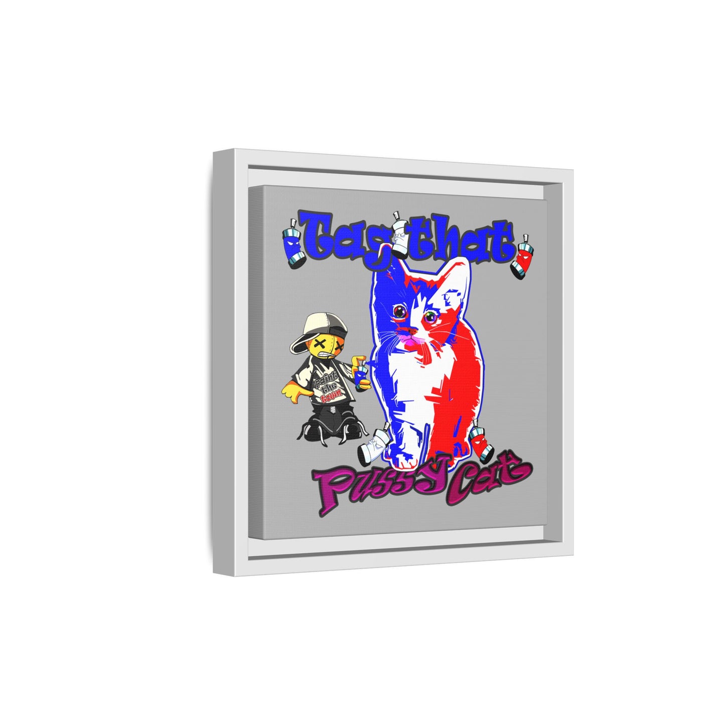 tag that - framed canvas art (light grey)