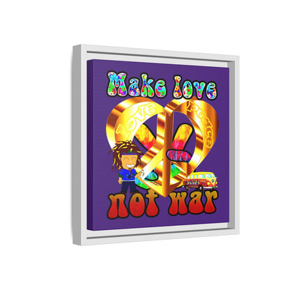 love peace - framed canvas art (purple)