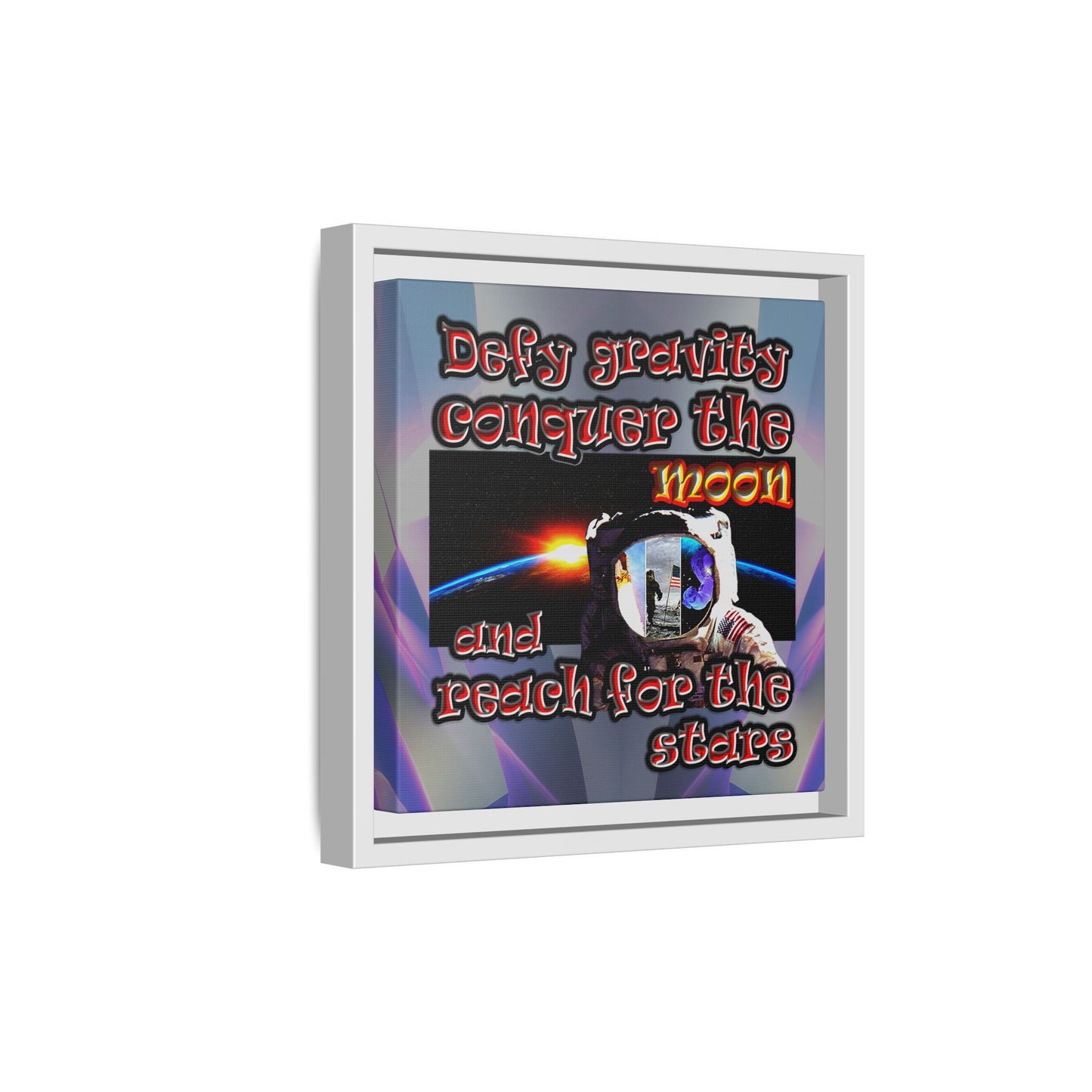 defy conquer reach - framed canvas art (grey-pink wave)