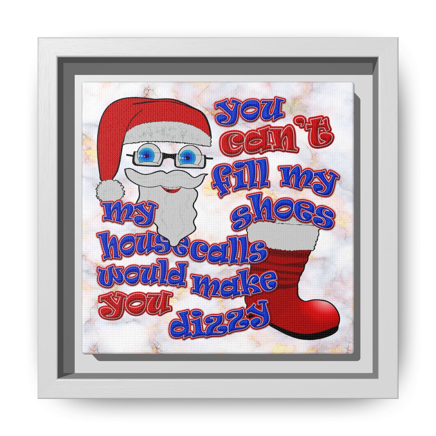 santa's shoes - framed canvas art (white marble)