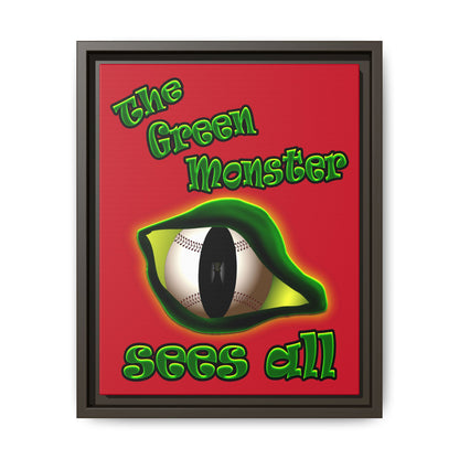 green monster - framed canvas art (dark red)