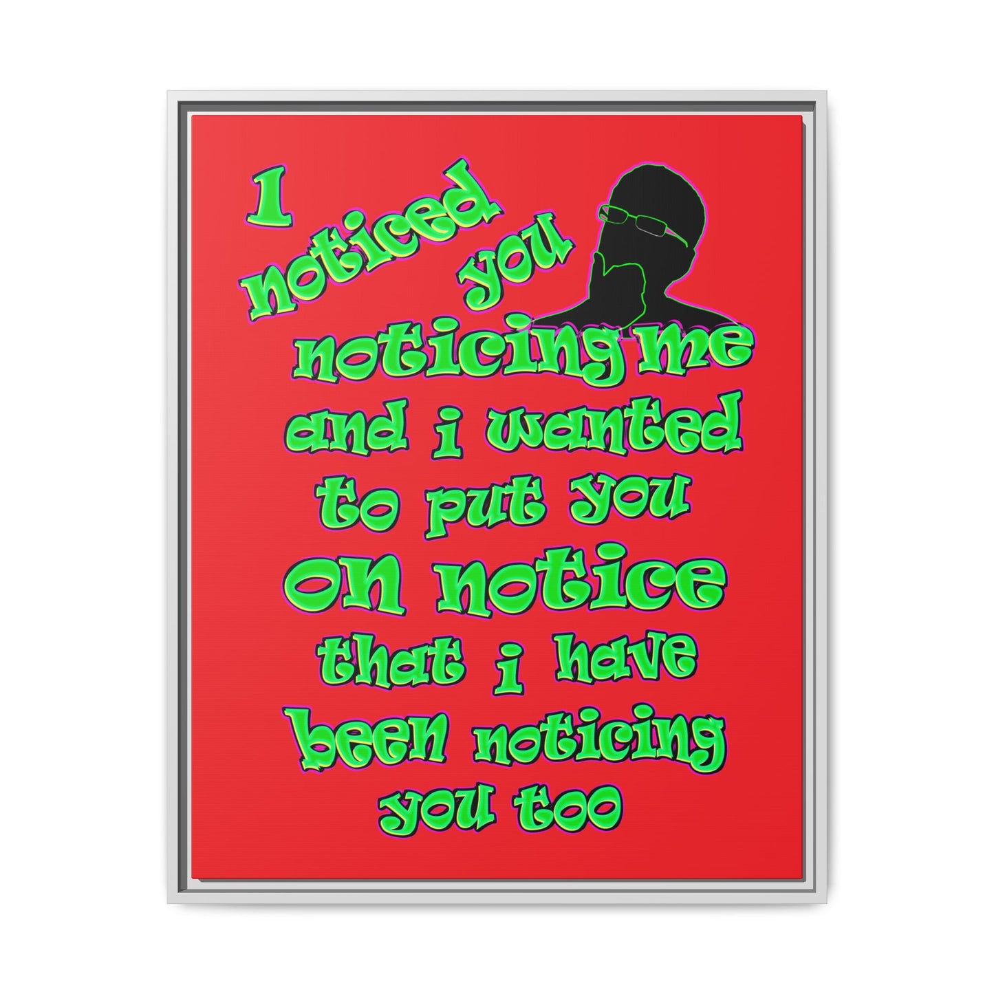 noticed you noticing - framed canvas art (red)