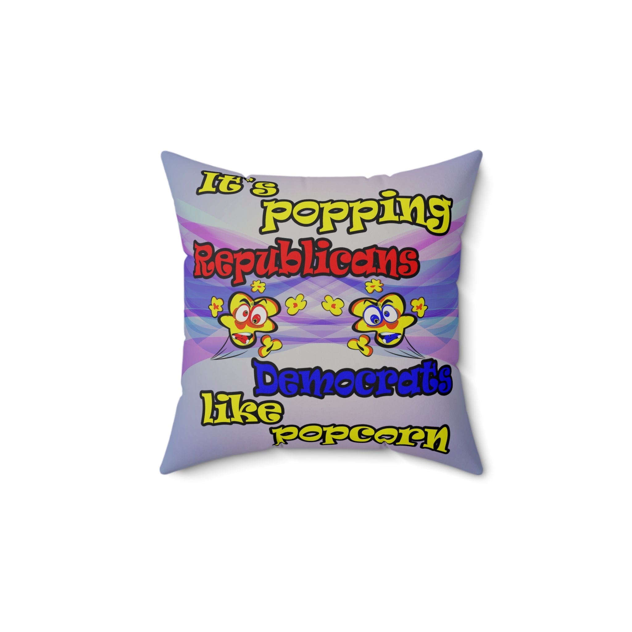 popping like popcorn - Faux Suede Square Pillow - (light blue-pink wave)