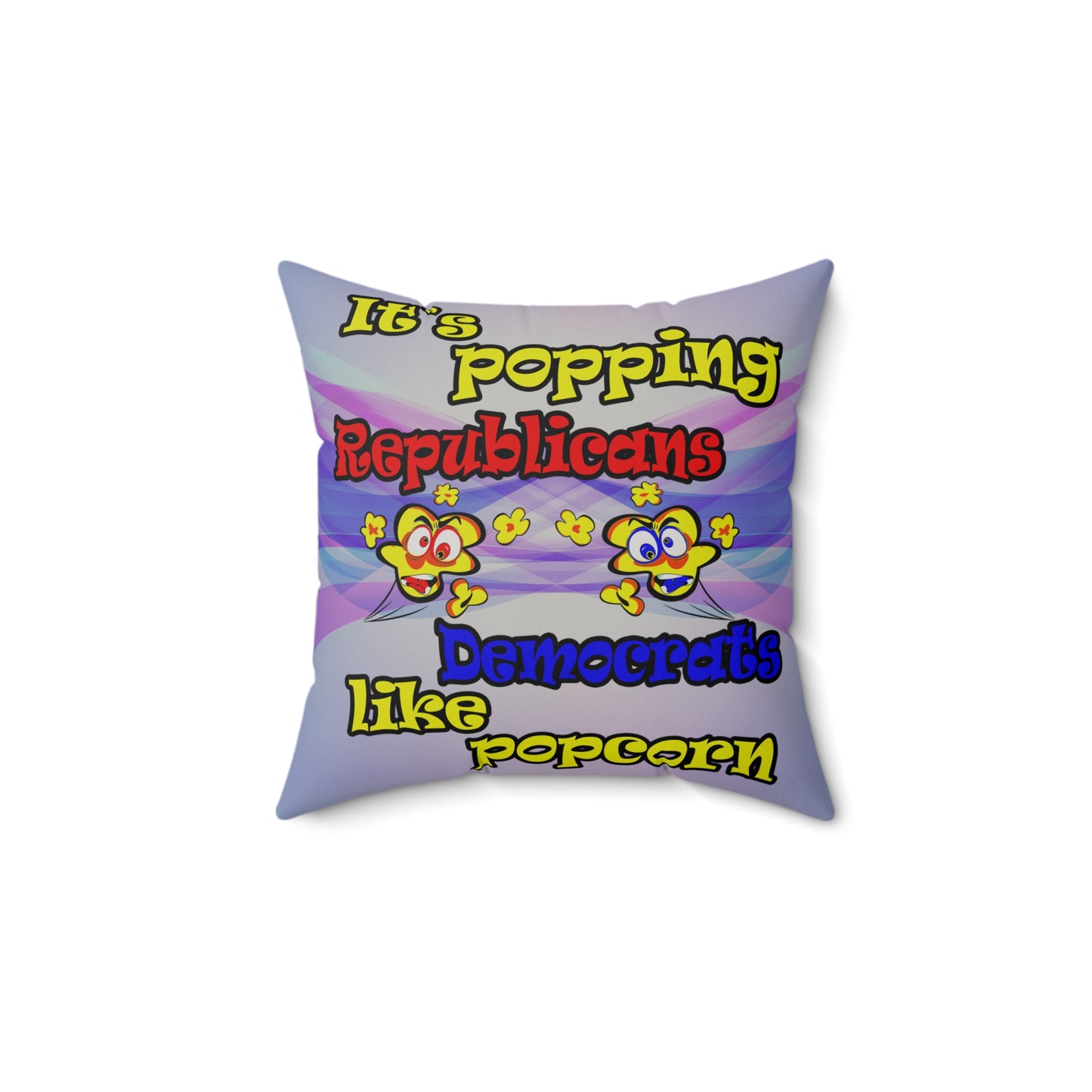 popping like popcorn - Faux Suede Square Pillow - (light blue-pink wave)