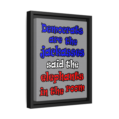 donkeys and elephants - framed canvas art (grey)