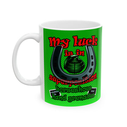 my luck - White Mug (logo green)