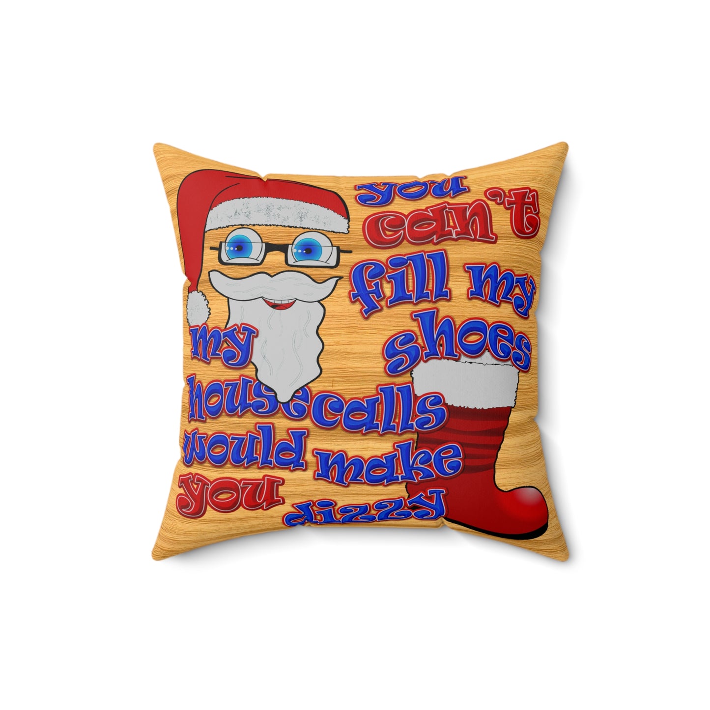 santa's shoes - Spun Polyester Square Pillow - (butterscotch wood finish)