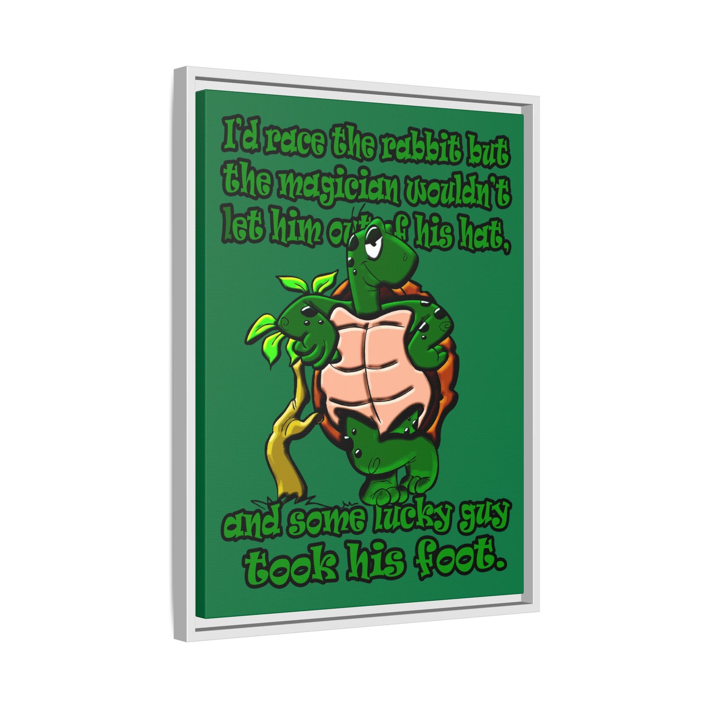 turtle race - framed canvas art (dark green)