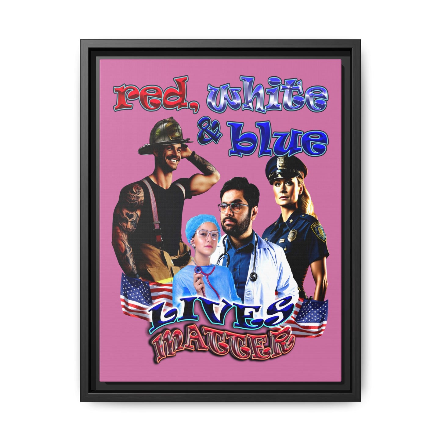 rw&b lives matter - framed canvas art (light pink)