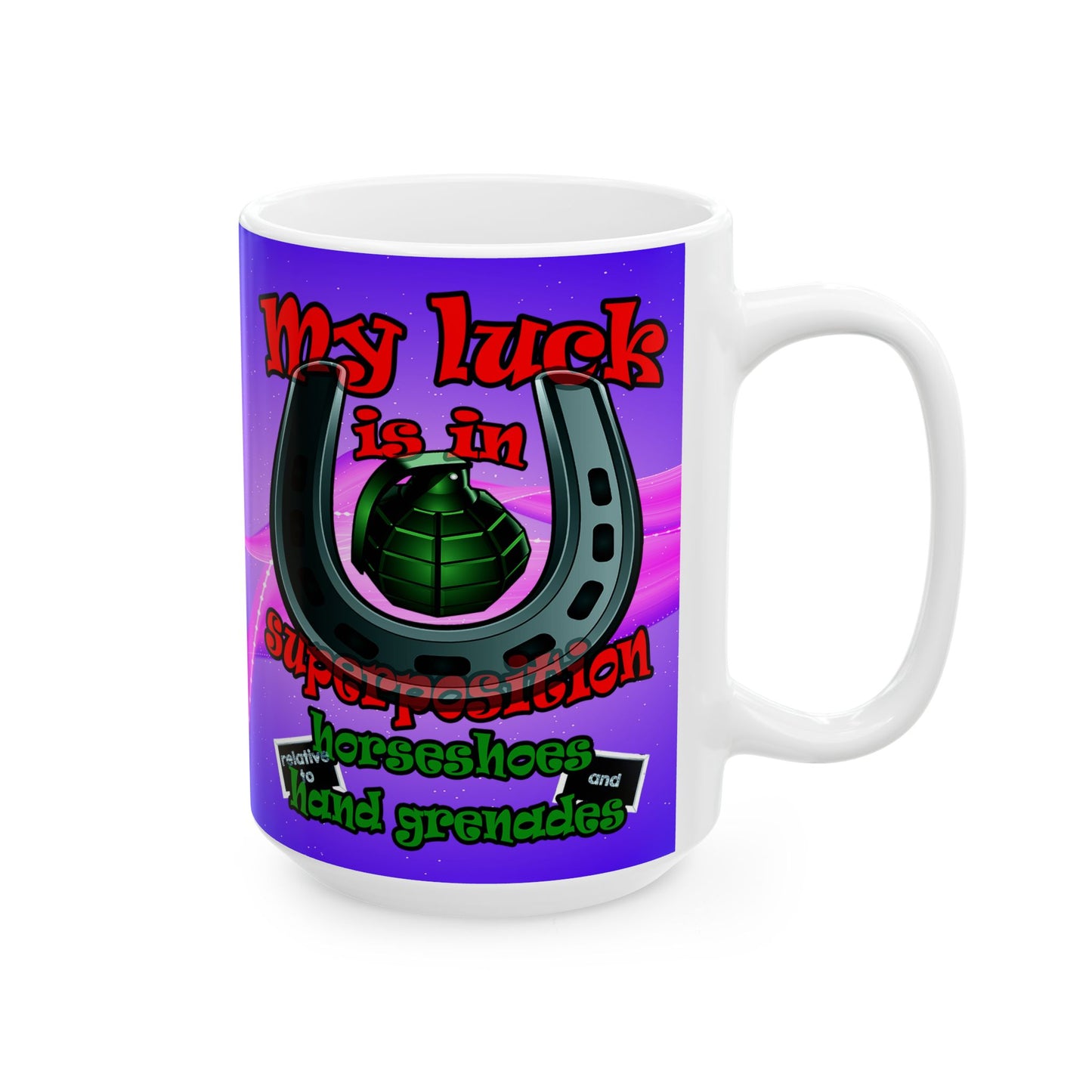 my luck - White Mug (purple-pink wave)