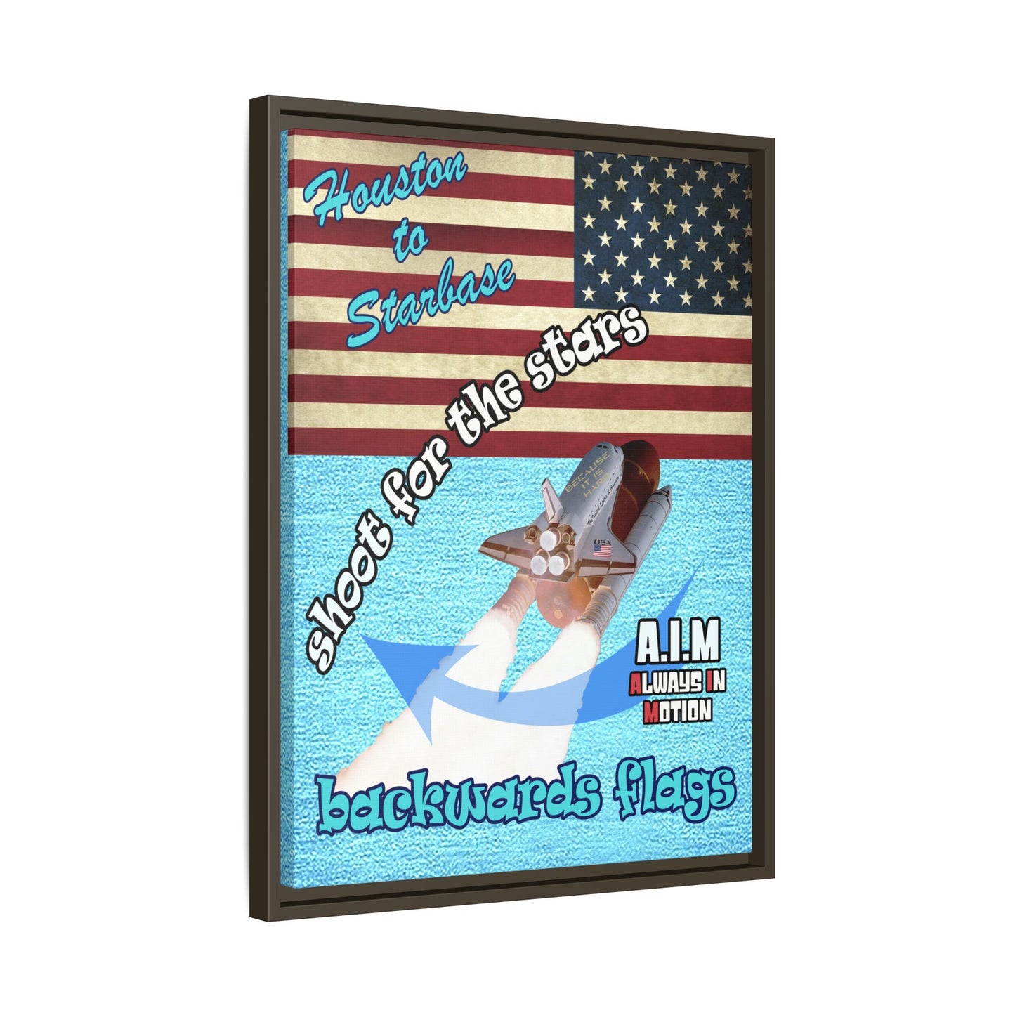 shoot for the stars - framed canvas art (faded blue)