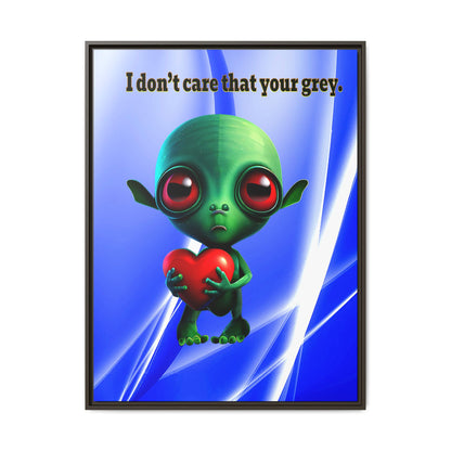 I don't care that your grey - framed canvas art (blue-white wave)