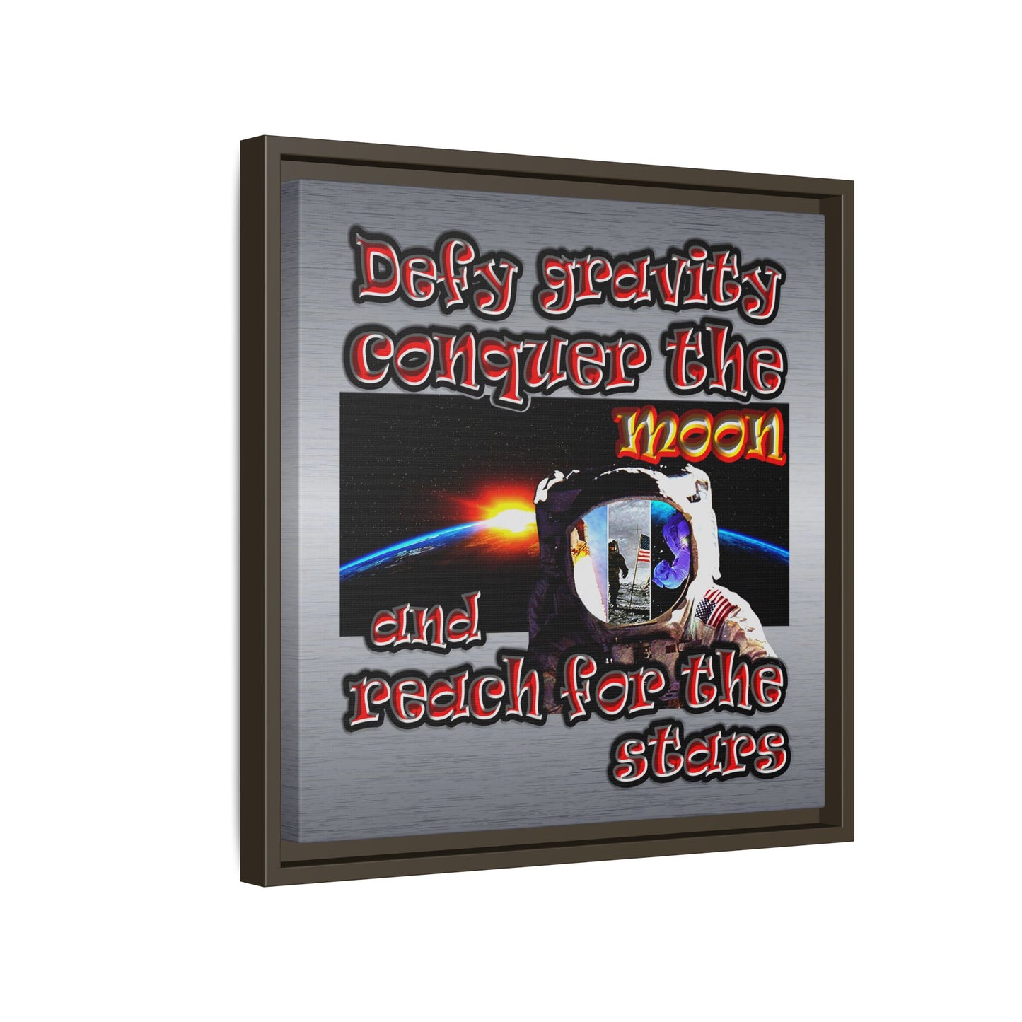 defy conquer reach - framed canvas art (brushed nickel)