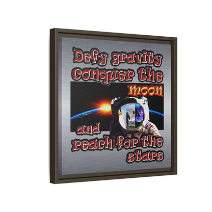 defy conquer reach - framed canvas art (brushed nickel)