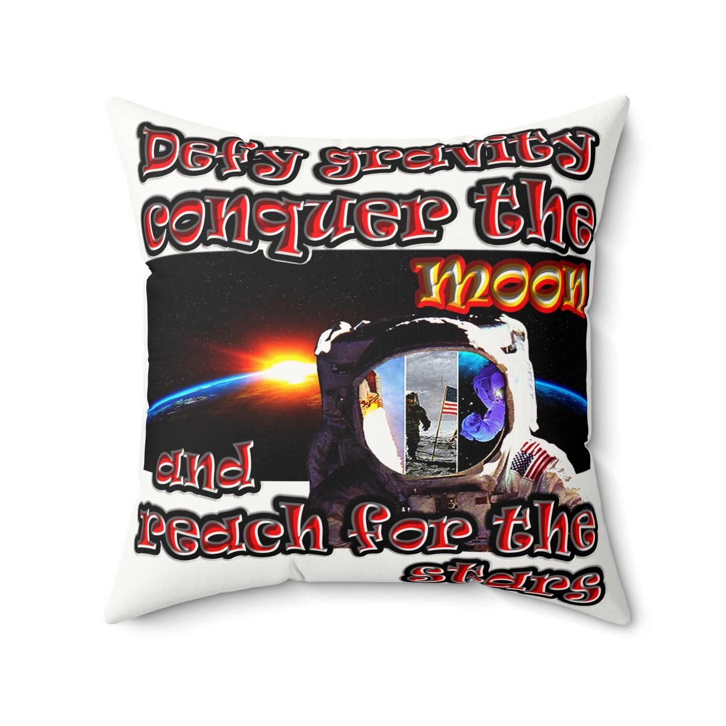 defy conquer reach - Faux Suede Square Pillow - (white)