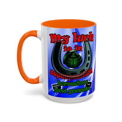 my luck - Accent Mug (blue-white wave)