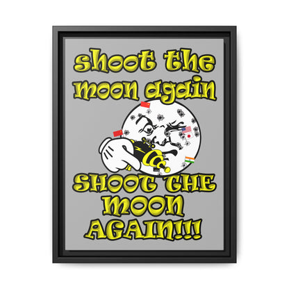 shoot the moon again - framed canvas art (light grey)