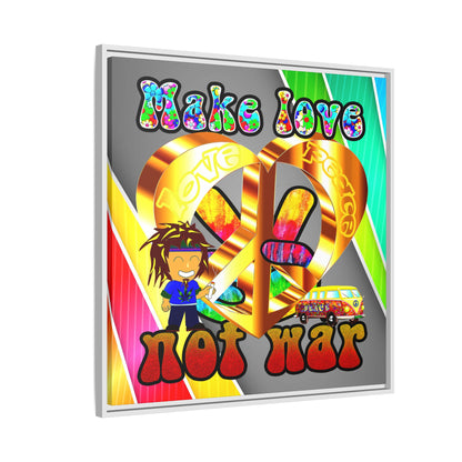 love peace - framed canvas art (rainbow split)