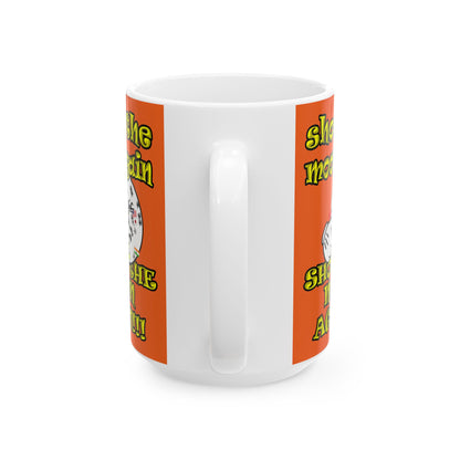 shoot the moon again - White Mug (orange)