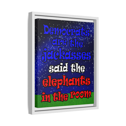 donkeys and elephants - framed canvas art ('snoops' background)