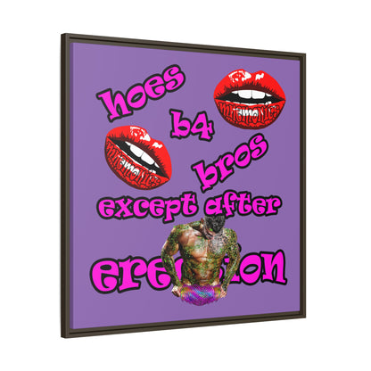 hoes b4 bros - framed canvas art (light purple)