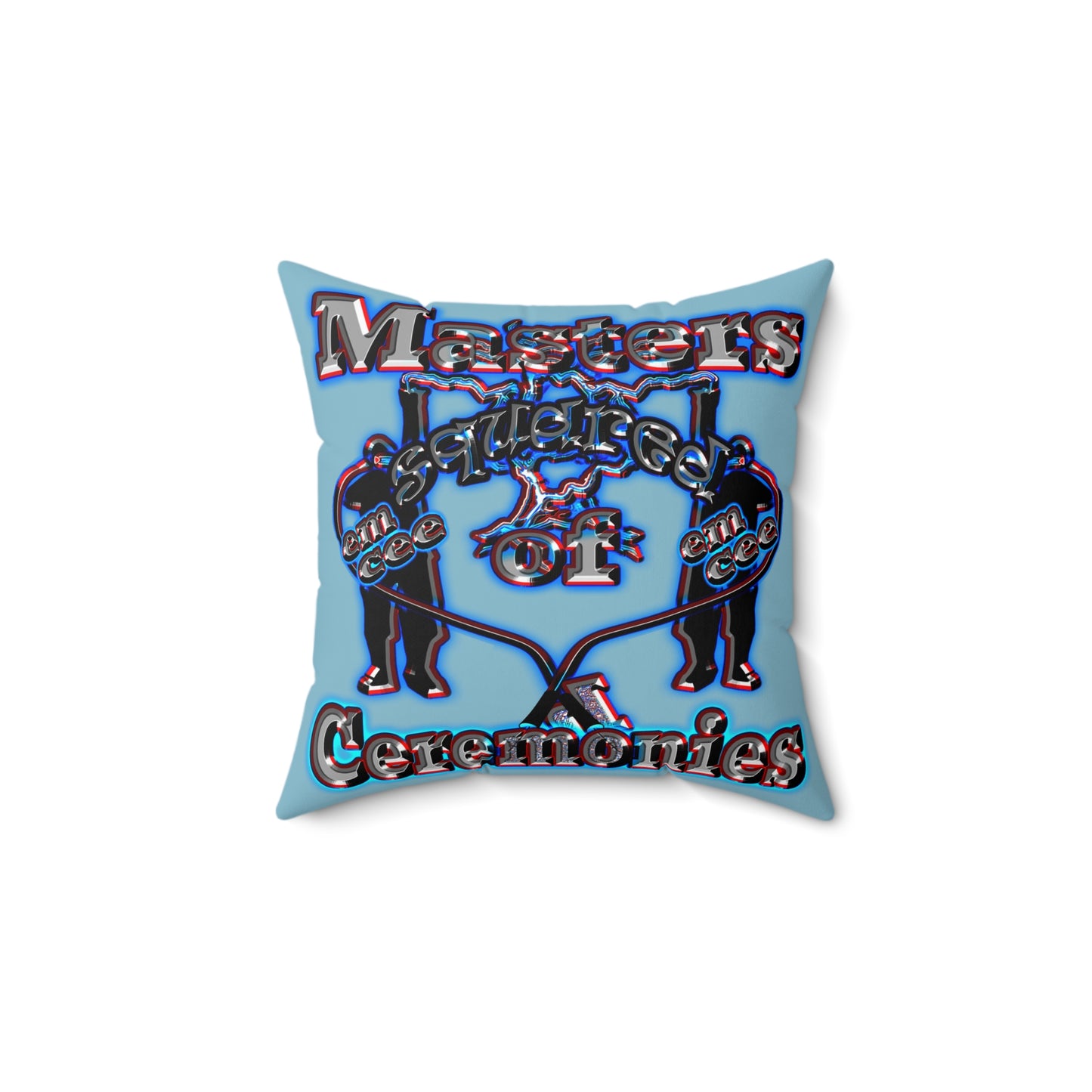 em cee squared - Spun Polyester Square Pillow - (aqua blue)