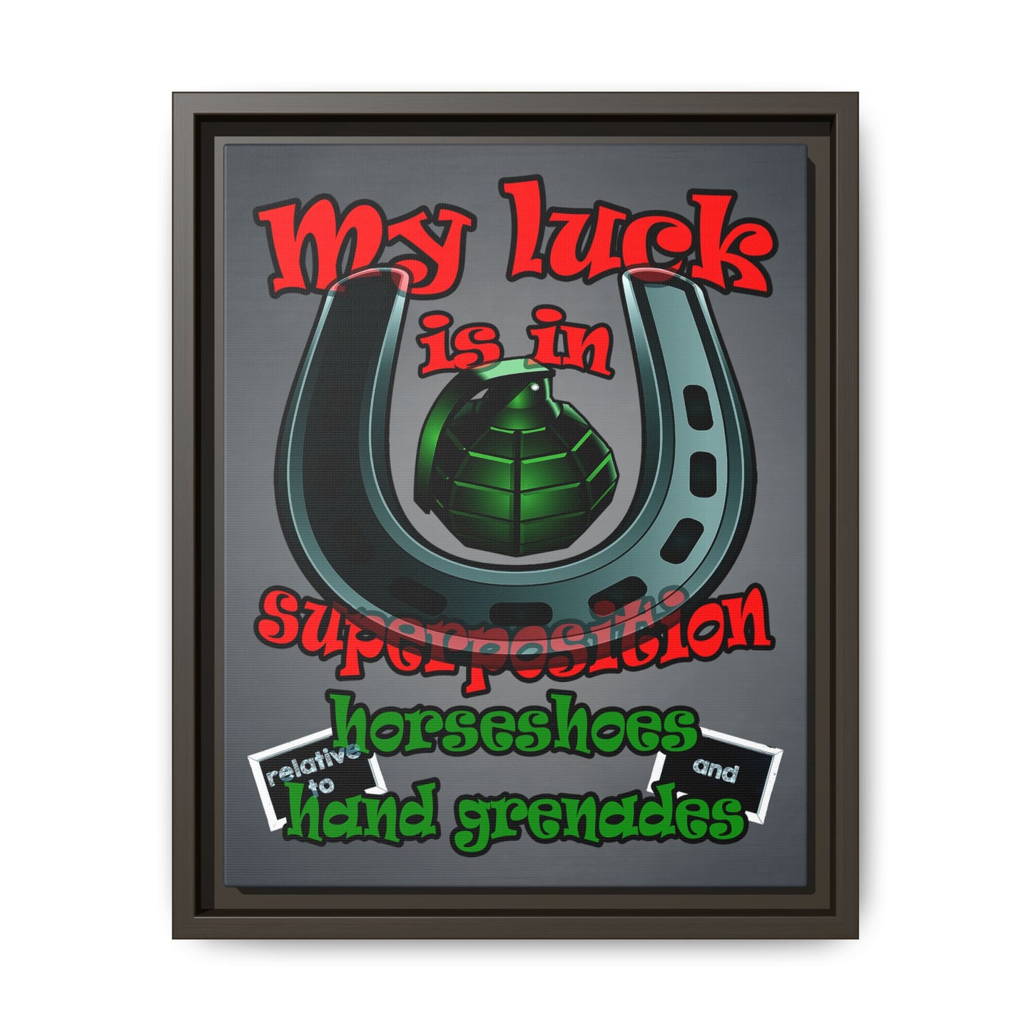 my luck - framed canvas art (grey-light grey)