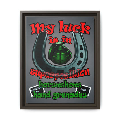 my luck - framed canvas art (grey-light grey)