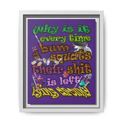 the bum's shit - framed canvas art (purple)